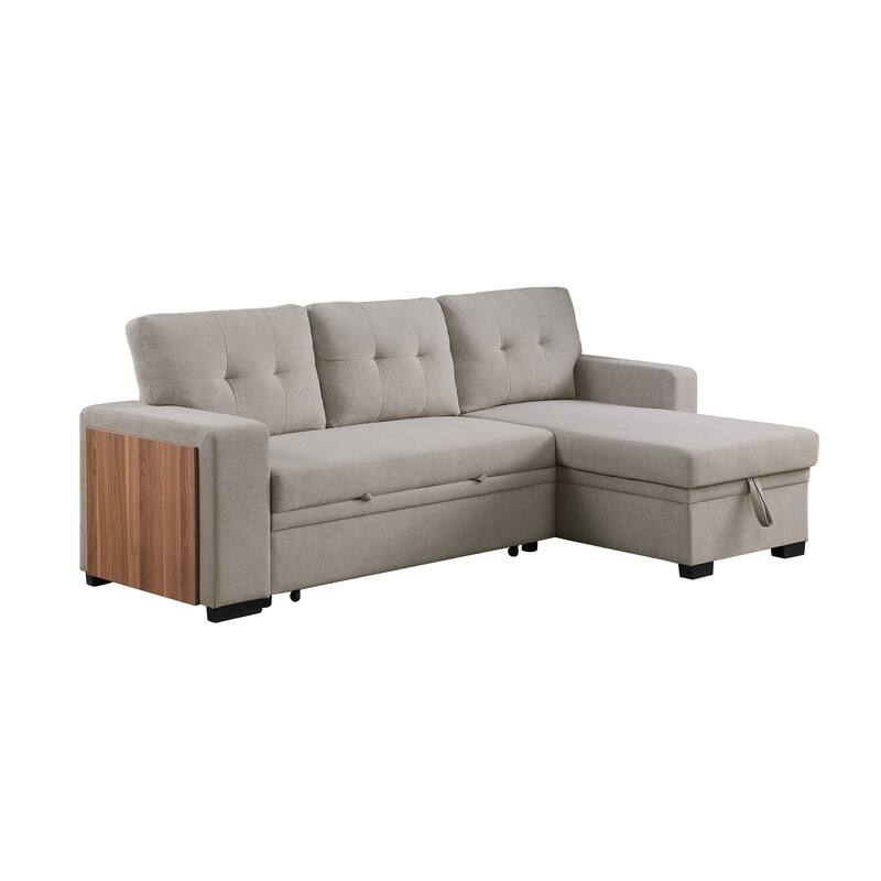 Green L - Shaped Wooden Accent Sofa With Storage Space