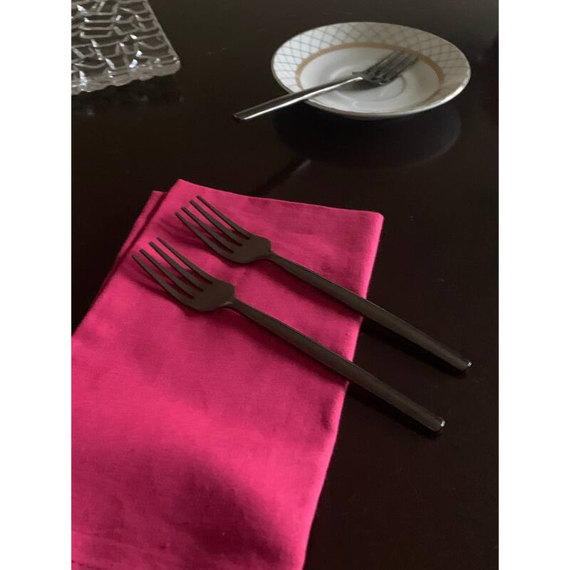VIBHSA Stainless Steel Black Salad Fork Flatware set of 4