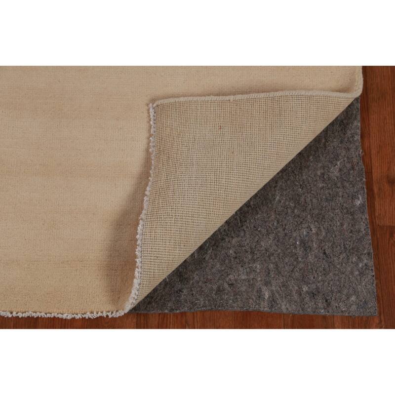 Hand Knotted Oriental 100% Wool Carpet Modern Solid Beige & Ivories Gabbeh Runner Rug - 10' 0'' X 3' 1''