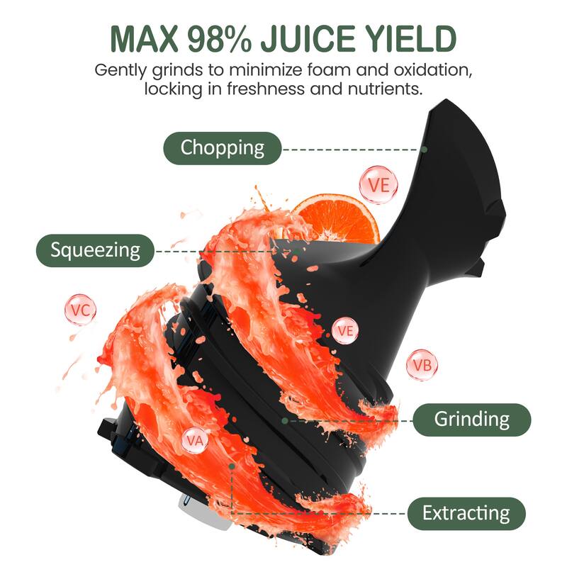 Juicer Machines, 5.9" Wide Feed Chute Cold Press Juicer
