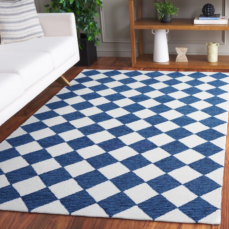 SAFAVIEH Handmade Ebony Edita Modern & Contemporary Wool Rug - 3' x 5' - Navy/Ivory