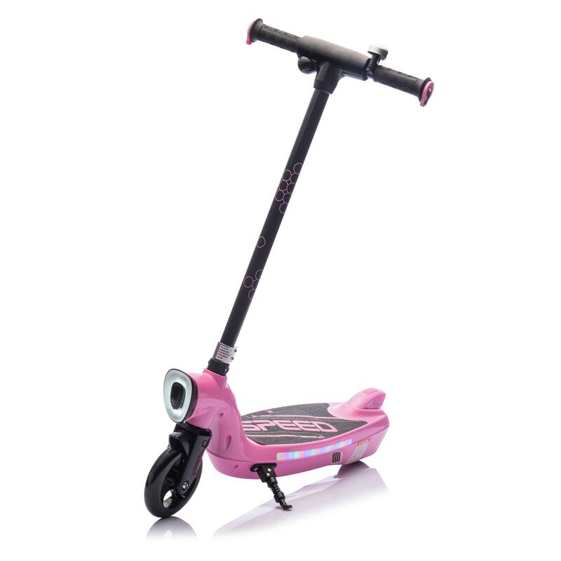 Kids Ride On Electric Scooter With Kickstand,Scooter Bell,Wider Pedal,Non-Slip Handle,Colorful LED Lights,For Kids 6+.