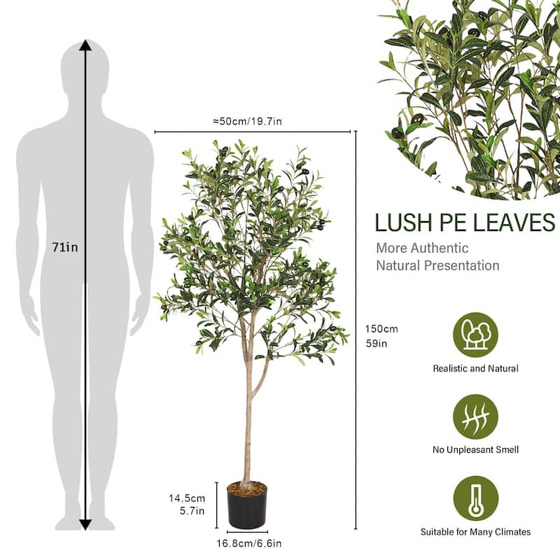 150cm Removable Artificial Olive Tree Faux Greenery for Indoor Home and Office Decoration 1pcs/set