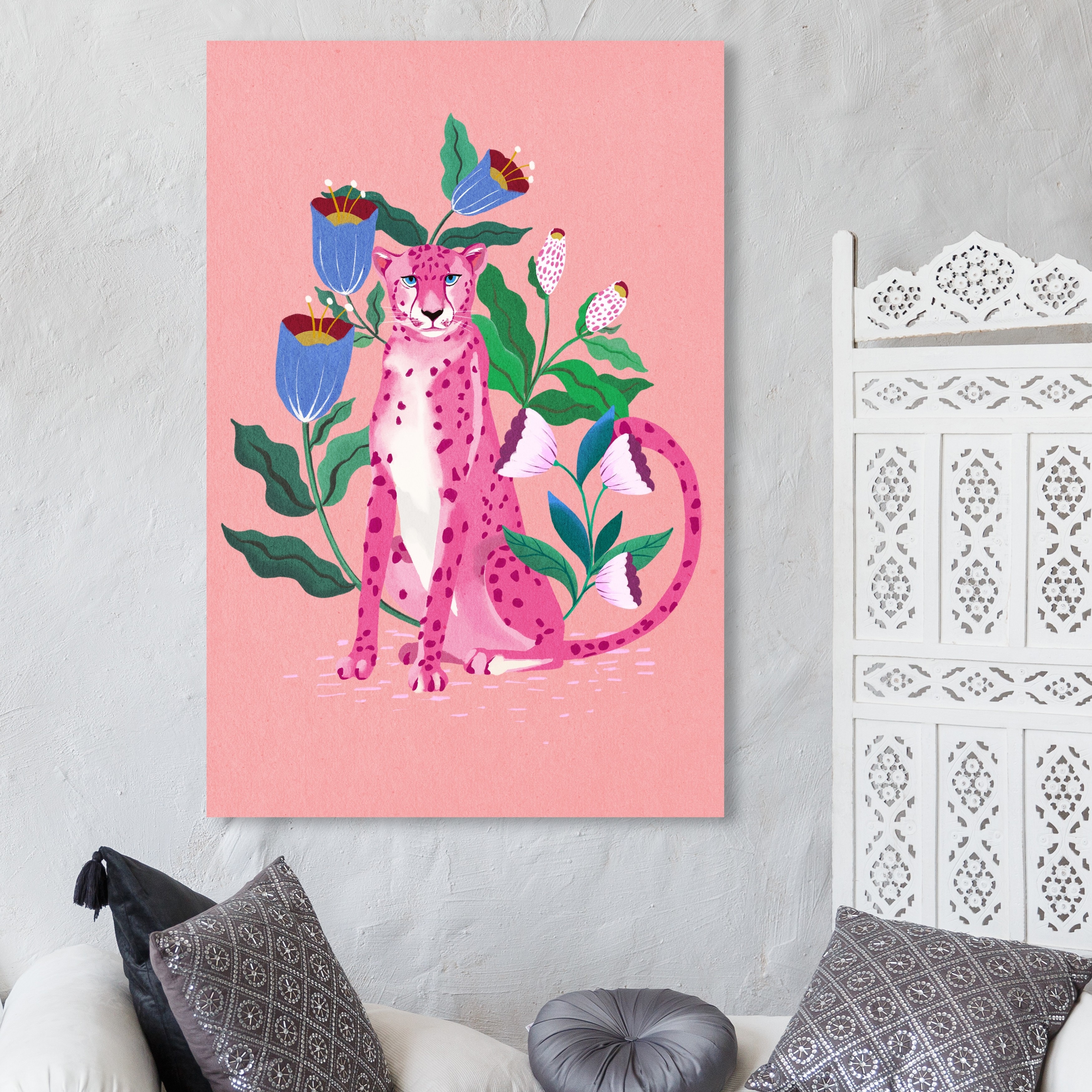 Pink Gold Glitter & Black Leopard Print Canvas Print by Christyne