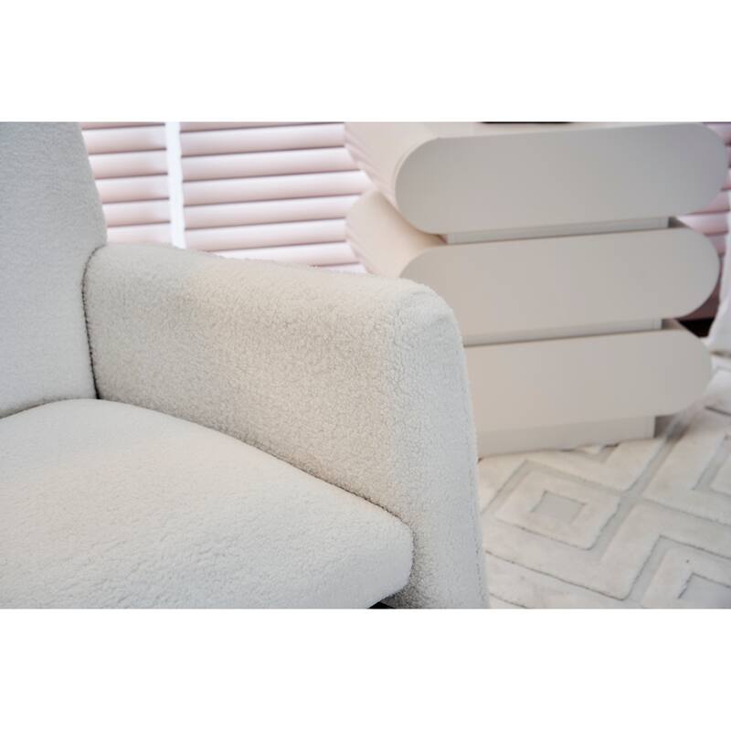 Teddy Fabric Nursery Rocking Chair With Adjustable Footrest