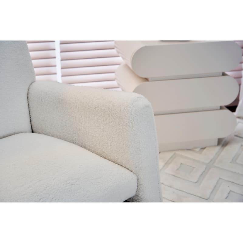 Upholstered Fabric Nursery Rocking Chair with Adjustable Footrest