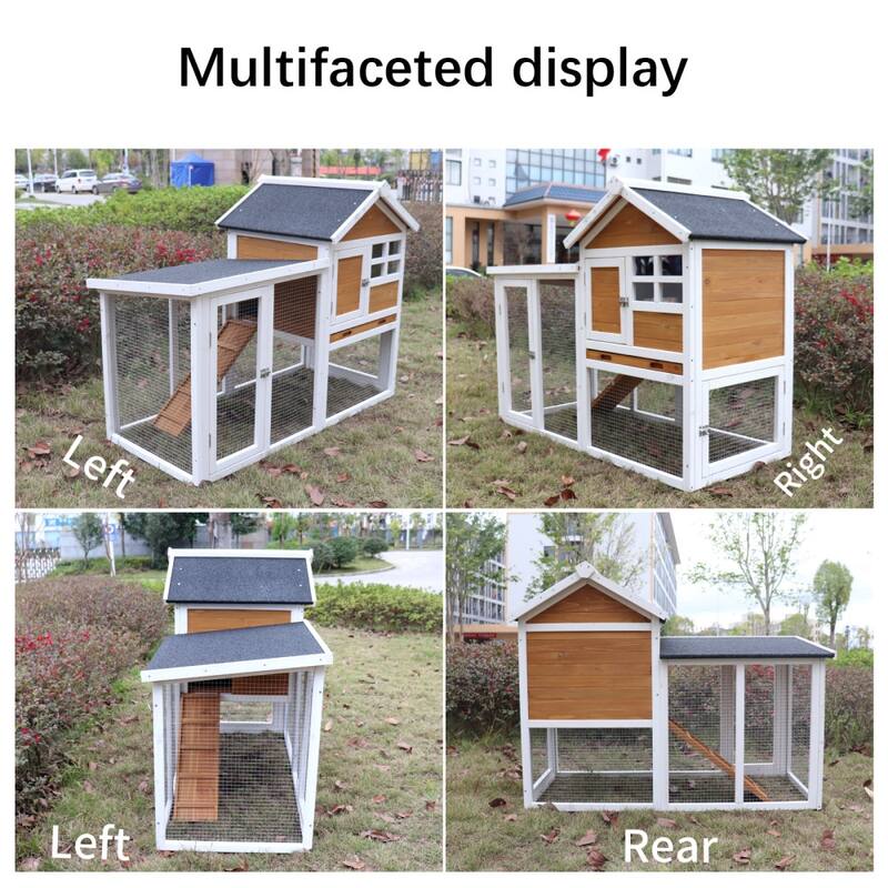 Wooden Chicken Coop Hen House Bunny Wood Hutch Poultry Cage Habitat