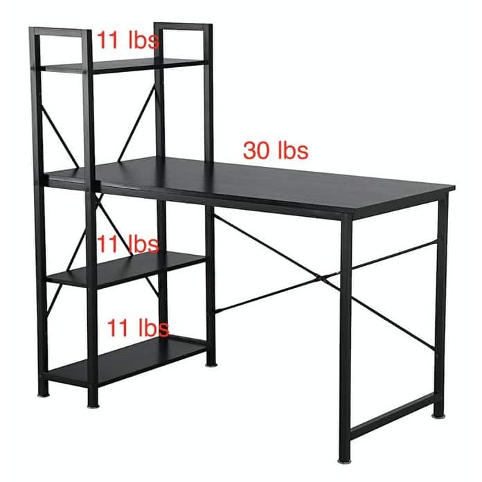 Utopia Alley Computer Desk with Shelves - 47-inch Black Metal Desk with 4-Tier Storage Bookshelves, Rustic Brown & Black