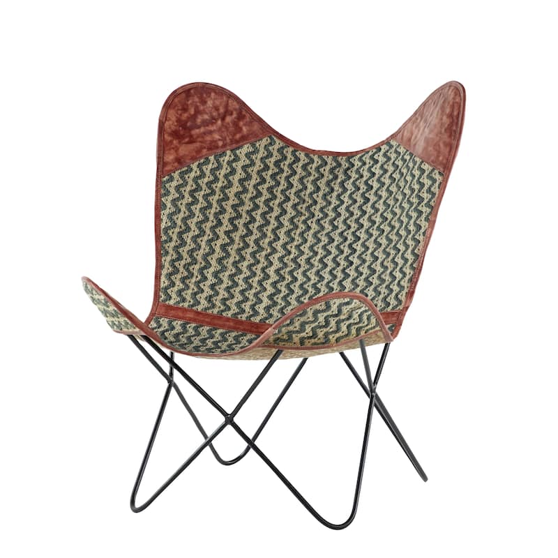 White, Gray, Brown, Light Brown or Brown Beige Leather Handmade Butterfly Chair with Black Stand