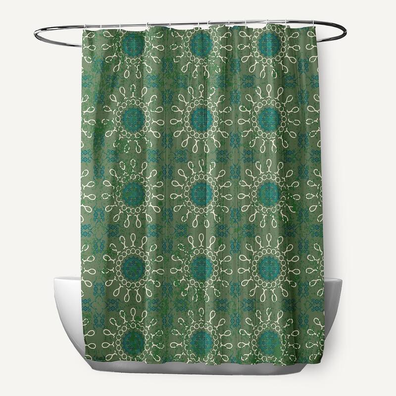 71 x 74-inch Sun Tile Geometric Print Shower Curtain - Green