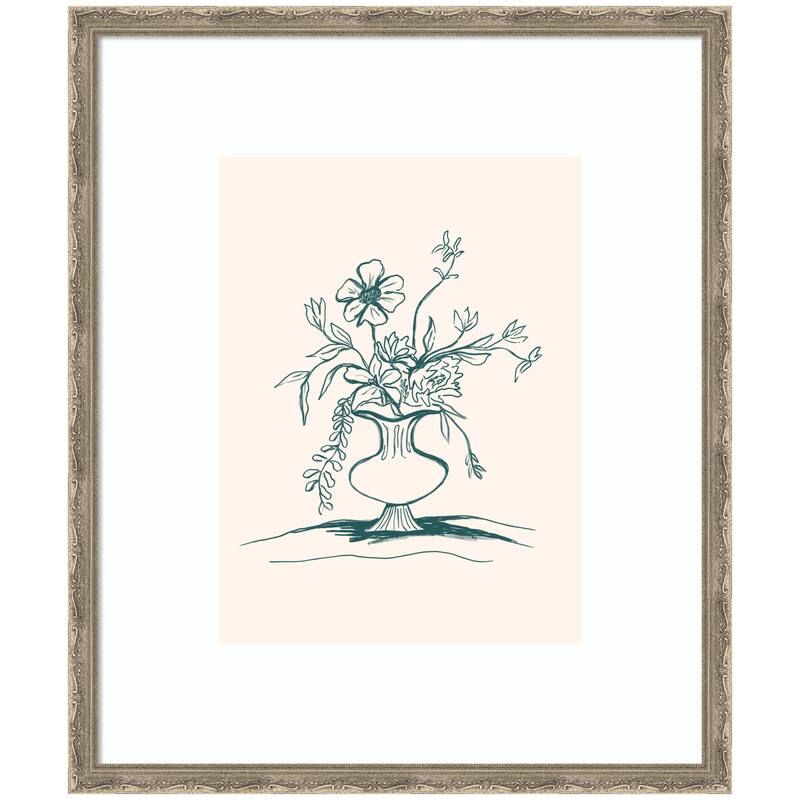 Kate and Laurel Framed Art Summer Stems by Kate Aurelia Holloway - 22x26 - Silver
