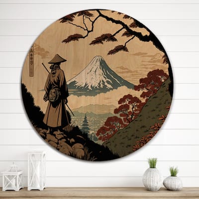 Designart "Samurai In Japon I" Japanese Traditional Wood Wall Art Décor - Natural Pine Wood
