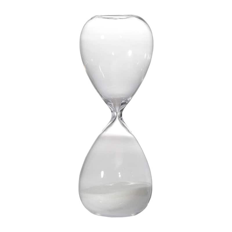 Set of 2, 8" Ferdinand 30-Minute Hourglass, White Sand - White