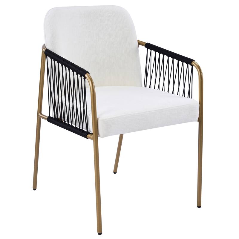 Christopher Knight Home - Modern Upholstered Metal Base Dining Chairs with Woven Armrests