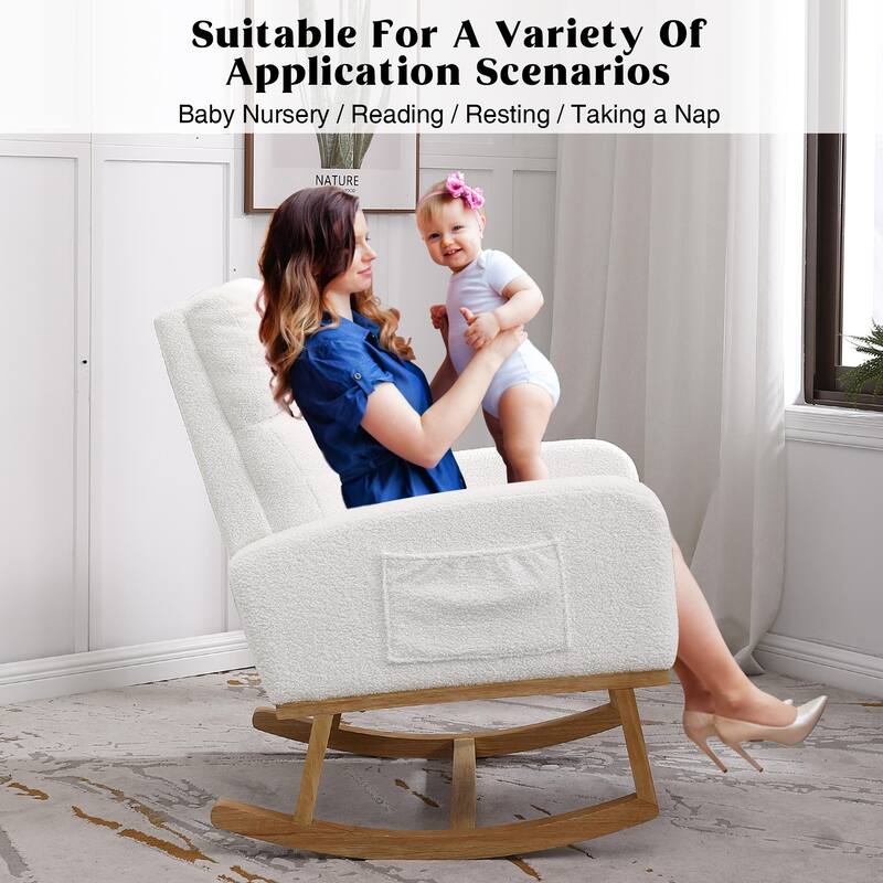 HOMYKA 28" Wide Rocking Chair for Nursery with Solid Wood Leg Set of 2