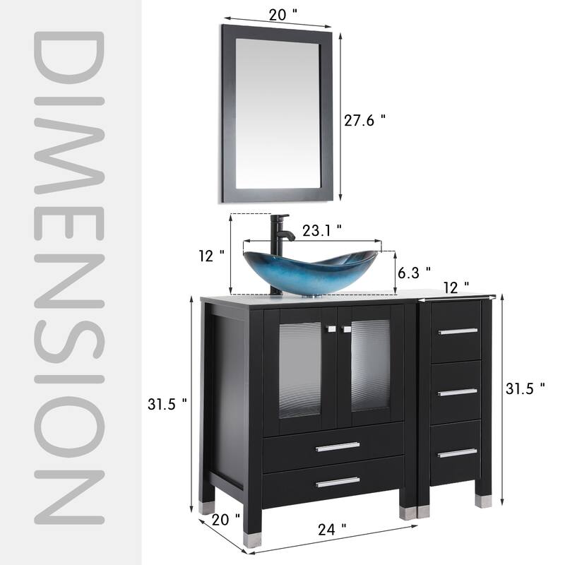 36" Bathroom Vanity with Sink Set Side Cabinet