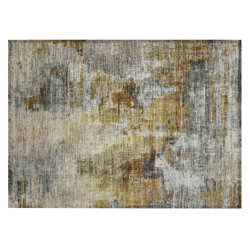 Machine Washable Indoor/ Outdoor Abstact Contemporary Chantille Rug