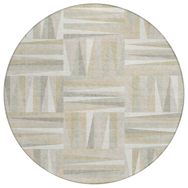 Machine Washable Indoor/ Outdoor Contemporary Mosaic Chantille Rug