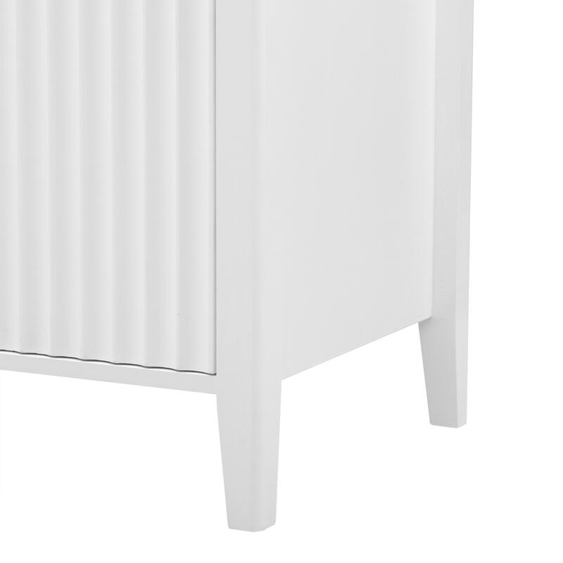 Stylish 3-Door Sideboard Buffet Cabinet with Vertical Pattern & Metal Handles for Hallway & Living Room