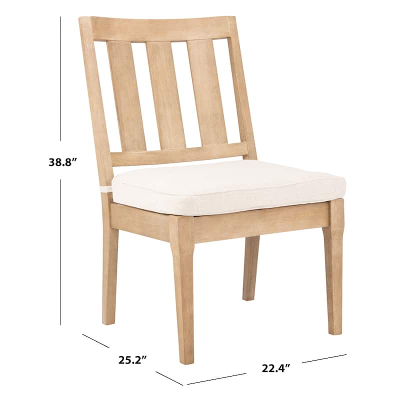 SAFAVIEH Couture Lurana Fabric/ Wood Outdoor Dining Chair (Set of 2) - 22.4" x 25.2" x 38.8" - 22Wx25Dx39H