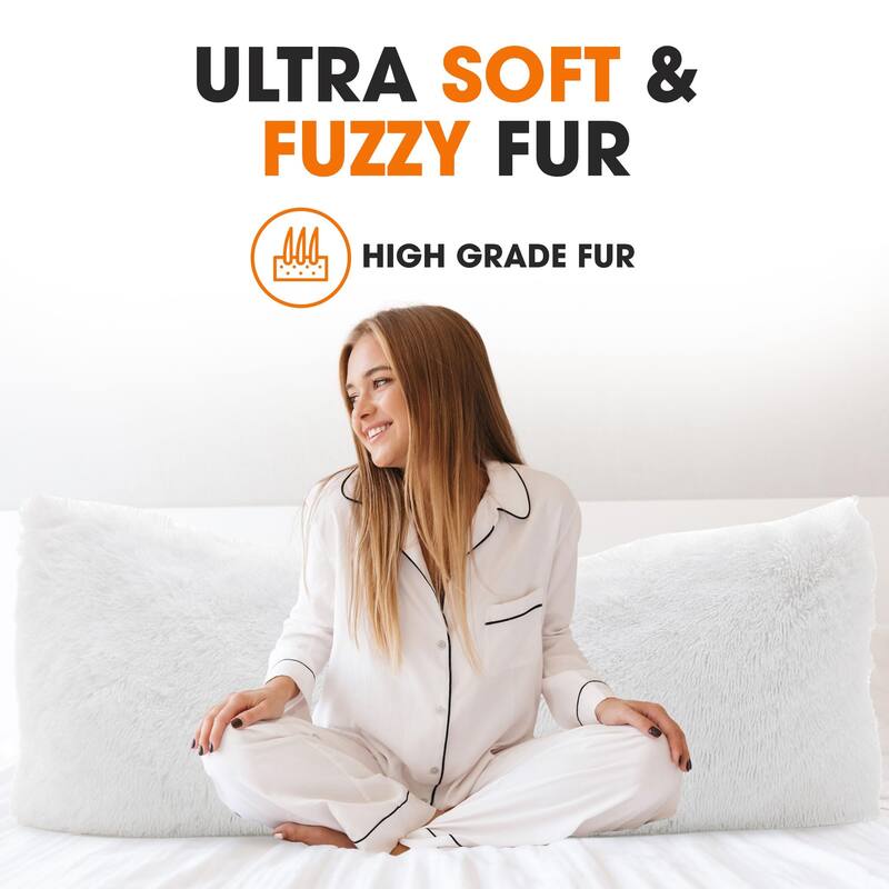 Cheer Collection 20" x 54" Long Hair Shaggy Body Pillow