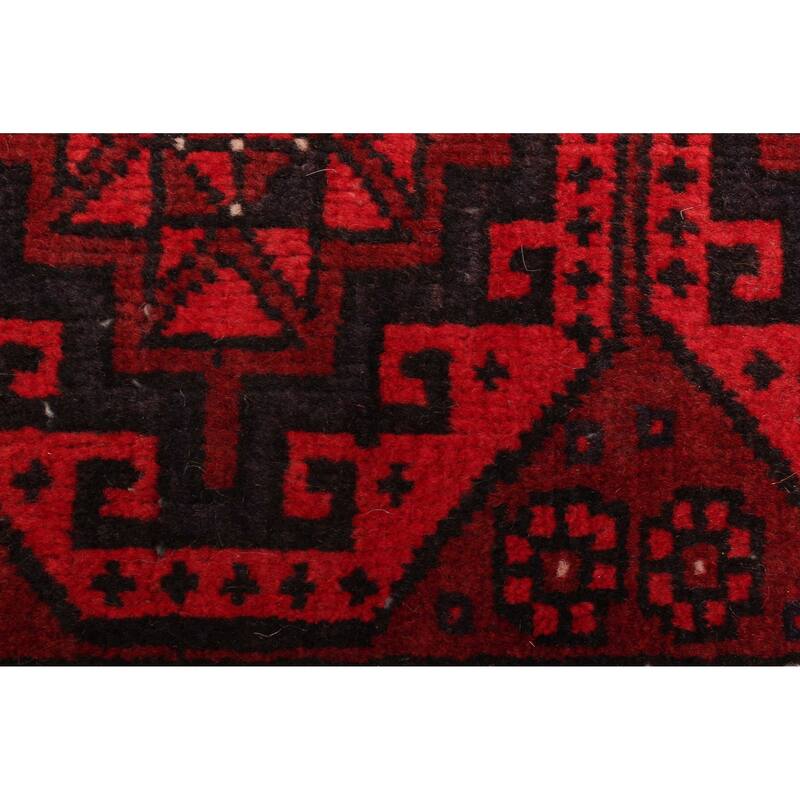 ECARPETGALLERY Hand-knotted Baluch Red Wool Rug - 4'0 x 7'5
