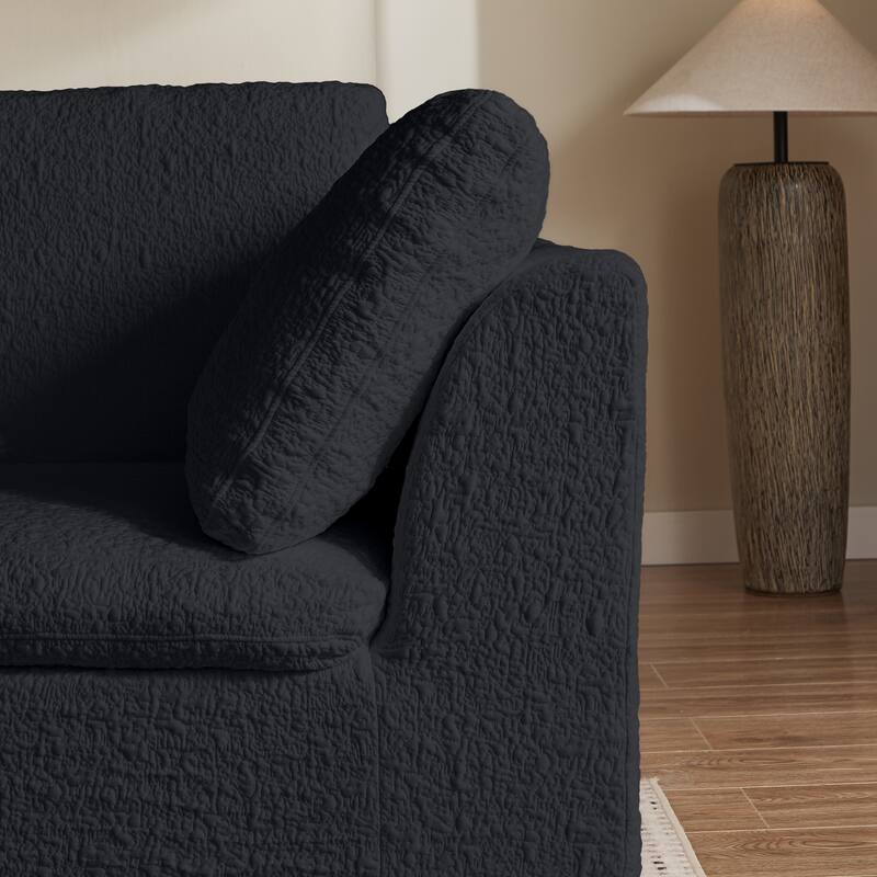 L-Shaped Convertible Cloud Sectional Sofa, Oversized Chenille Fabric Compressed Sofa, Modular 3 Seater Sofa with Ottoman