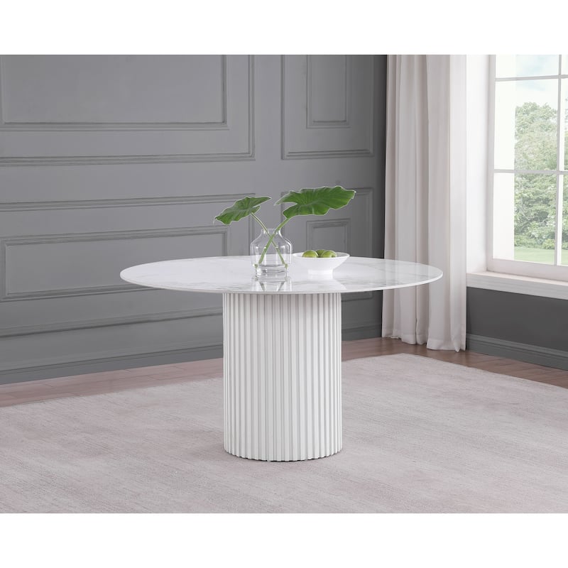 Acadia Round 53-Inch Sintered Stone Top Dining Table White