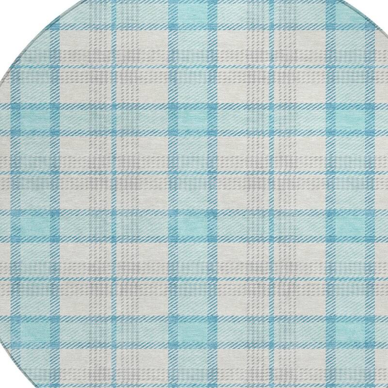 HomeRoots Plaid Transitional Rectangle Outdoor Rug