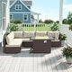preview thumbnail 20 of 51, 7-Piece Outdoor Deep Seating Sectional Wicker Patio Conversation Set with Fire Pit