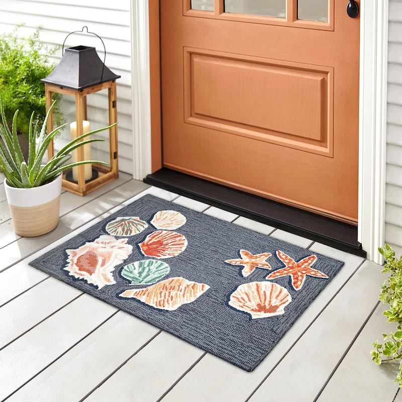 Liora Manne Frontporch Beachcomber Indoor/Outdoor Rug - 2' x 3' - Denim