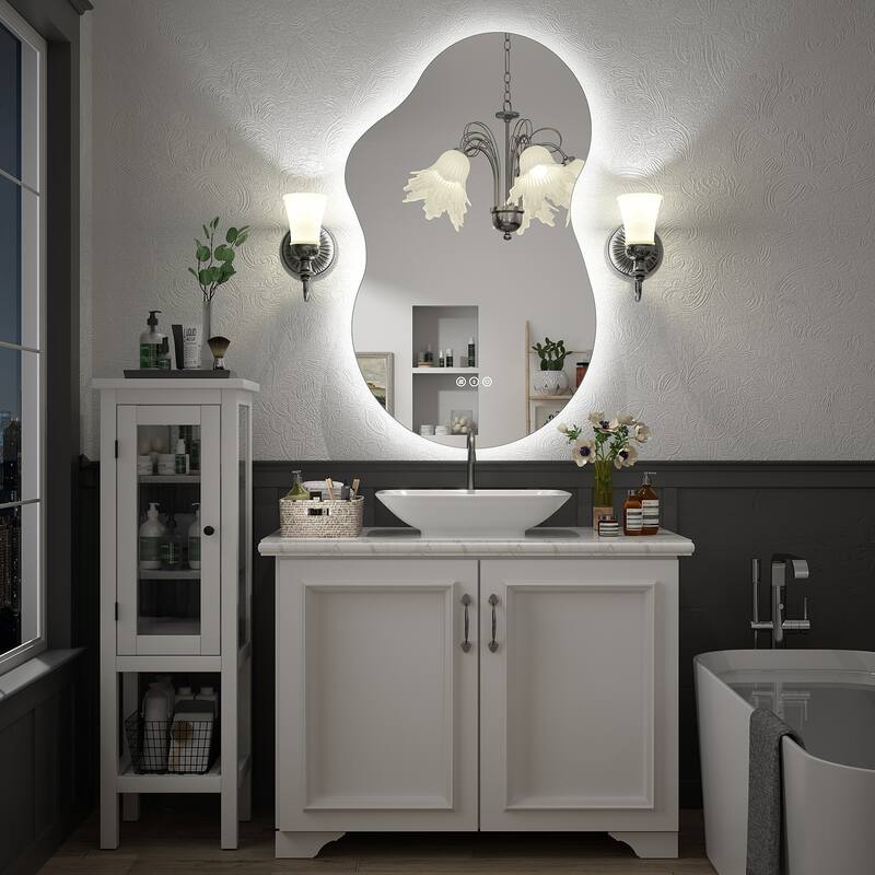 UL Certified Irregular LED Anti-fog Cloud-shaped Wall Bathroom Vanity Mirror