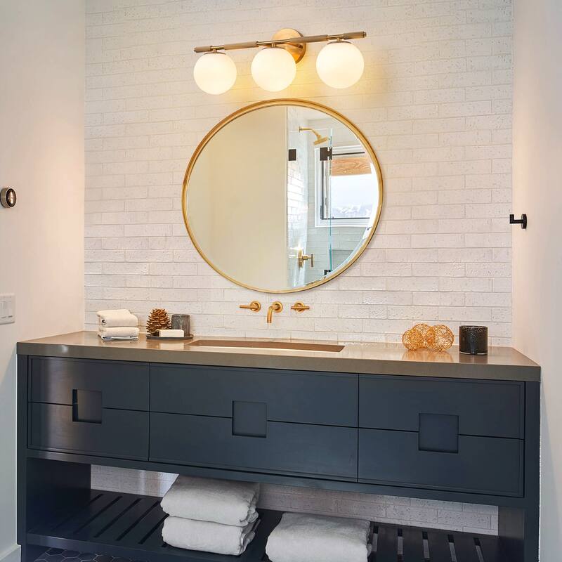 3-Light Modern Linear Bathroom Vanity Light with Opal Glass Globe - 23.2-in W x 6.9-in D x 8.3-in H