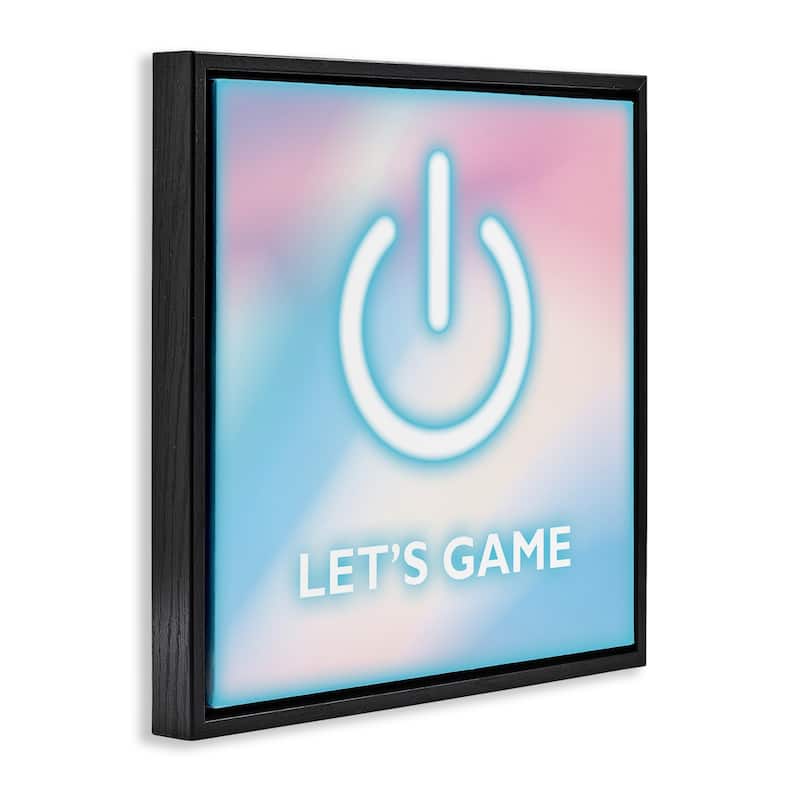 Stupell Pastel Let's Game Power Symbol Framed Floater Canvas Wall Art Design By Yass Naffas Designs