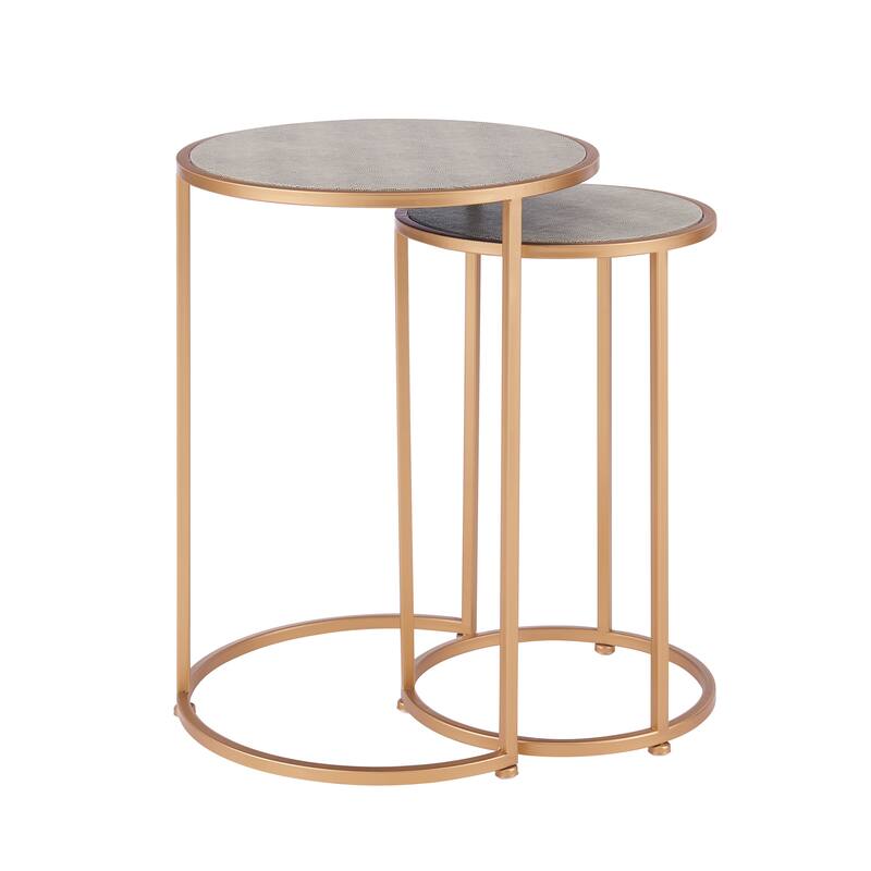 NPD Furniture Anza Set of 2 Faux Shagreen Nesting End Table