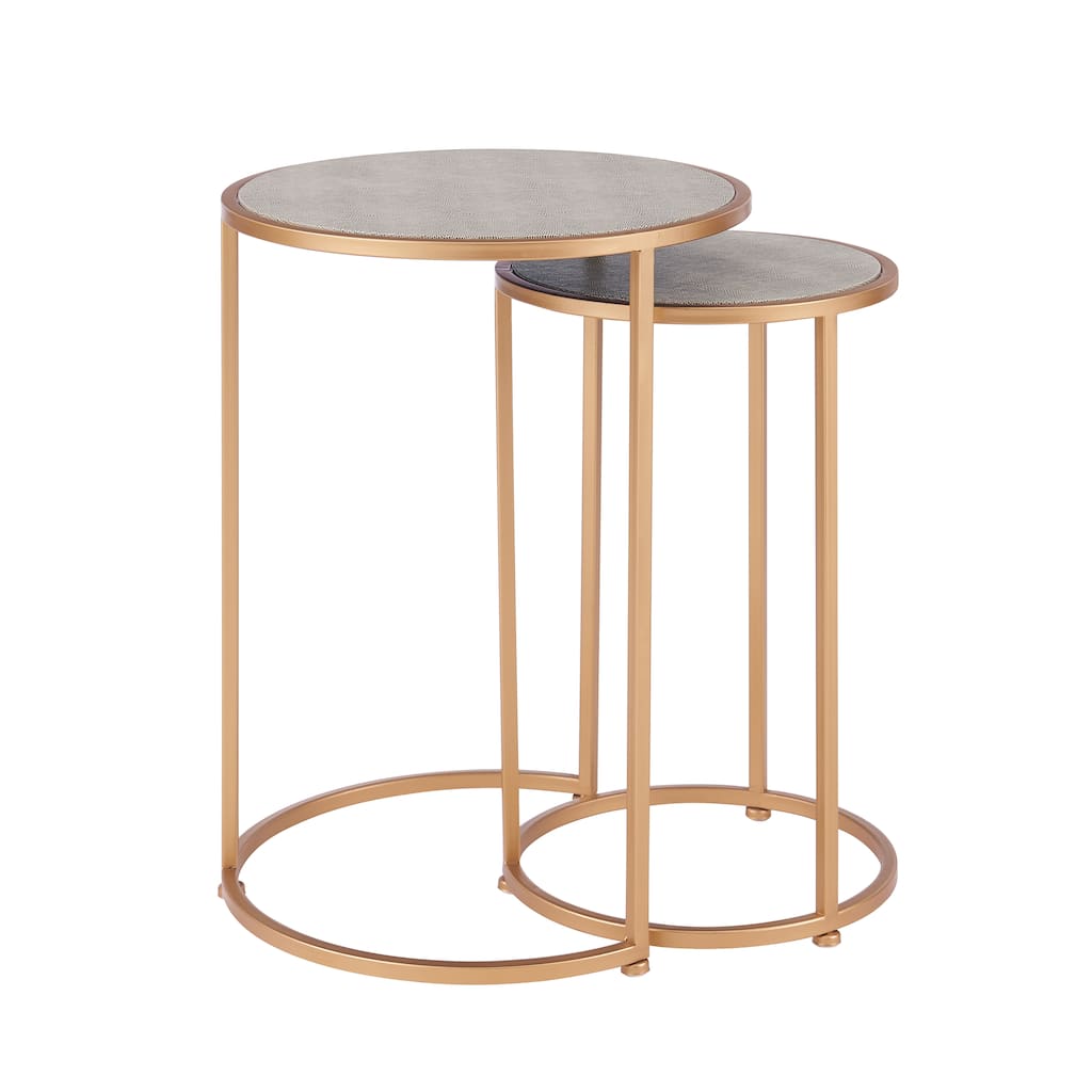 NPD Furniture Anza Set of 2 Faux Shagreen Nesting End Table