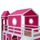 preview thumbnail 29 of 56, Castle Style Twin/Full Size Loft Bed with Slide and Ladder, Solid Wood Loft Bed Frame with Pink Tent and Tower, Playhouse Bed