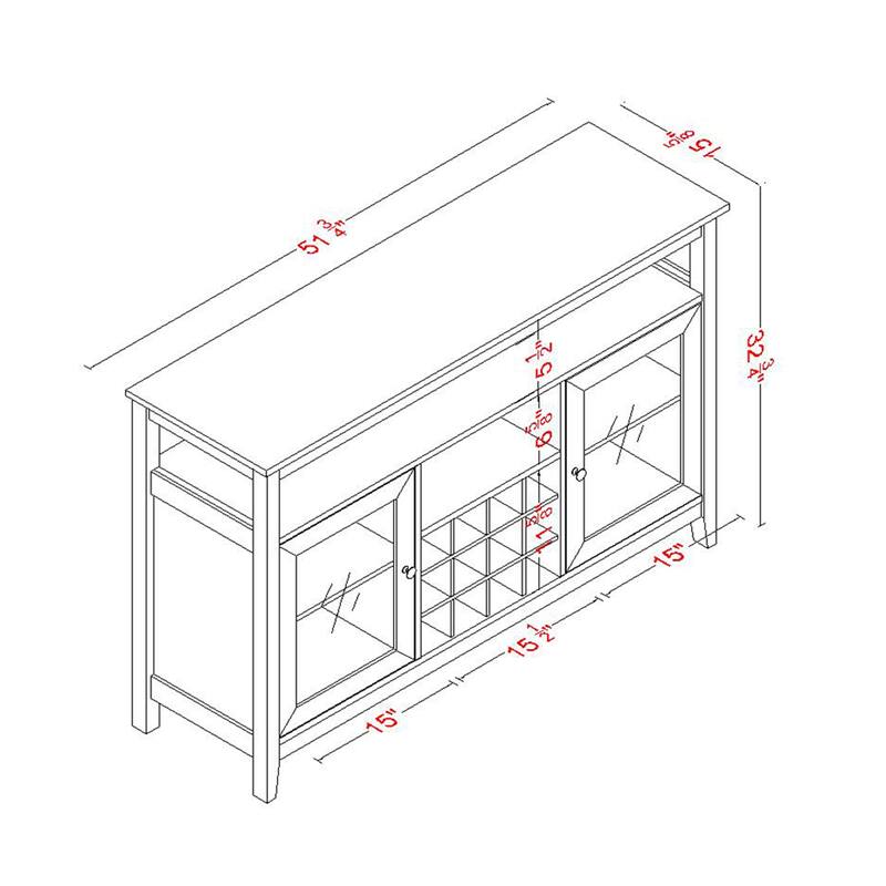 Farmhouse Wood Concise Buffet Table with Storage Shelf