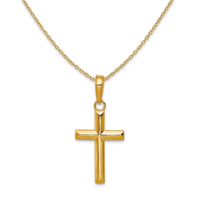 Curata 10k Yellow Gold 18" Small 24x11mm Latin Cross Pendant Necklace