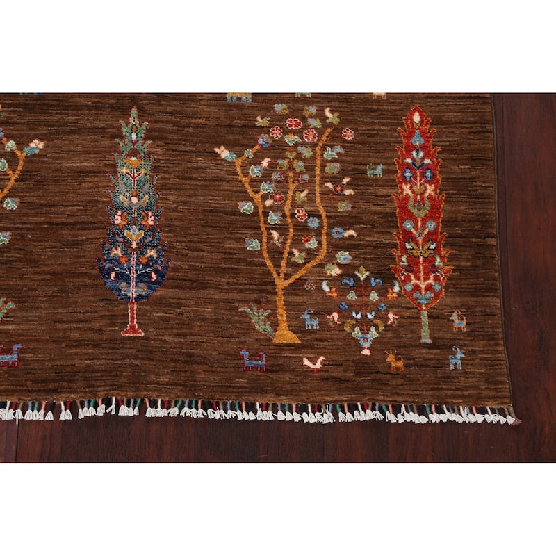 Floral Vegetable Dye Kazak Oriental Area Rug Hand-knotted Wool Carpet - 4'11" x 6'5"