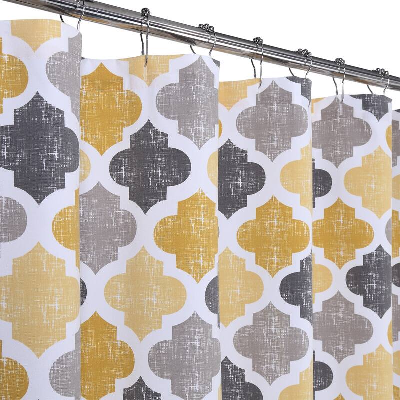Quatrefoil Print Cotton Blend Fabric Shower Curtain