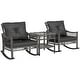 preview thumbnail 11 of 16, Outsunny Wicker Outdoor Rocking Chair Set, 3 Piece Patio Furniture Set with Padded Cushions and Storage Coffee Table