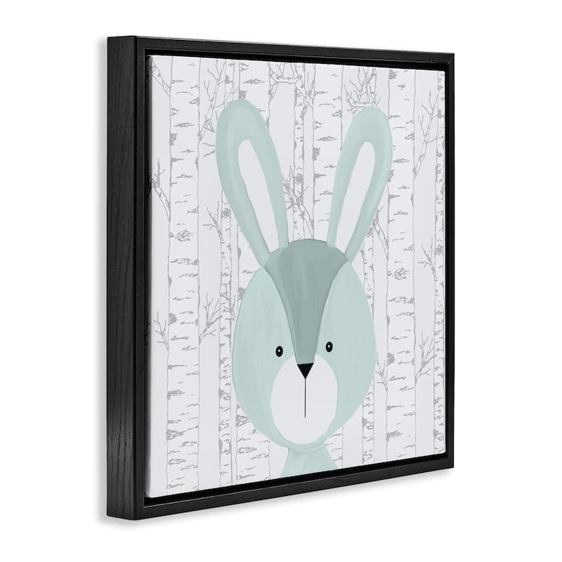 Stupell Charming Bunny on Birch Framed Floater Canvas Wall Art Design By Kim Allen