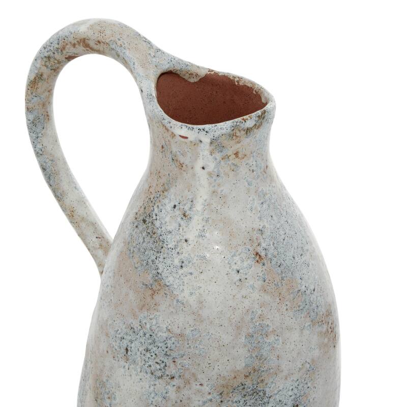 Ceramic Handmade Decorative Vase with Terracotta Accents - White - Roche River Decor