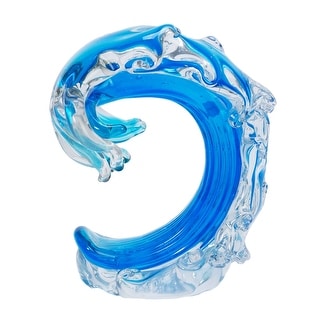 Beachcombers SS-BCS-03243  Rolling Ocean Coastal TableTop or Wall Sculptures Nautical Decor Decoration Glass Art