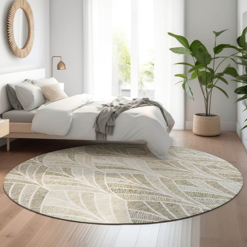Premium Washable Super Soft Chic Mosaic Mayfield Rug - Khaki - 8' x 8'