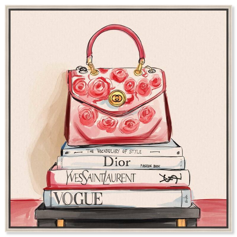 red flowers handbag Canvas by Art Remedy - Silver - 24" x 24"