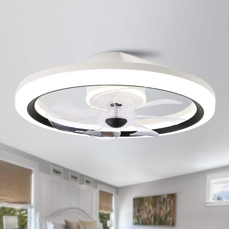 Cusp Barn 20-In Low Profile Ceiling Fan with Light and Remote Control, DC Motor 6 Speeds Flush Mount Dimmable LED Lighting
