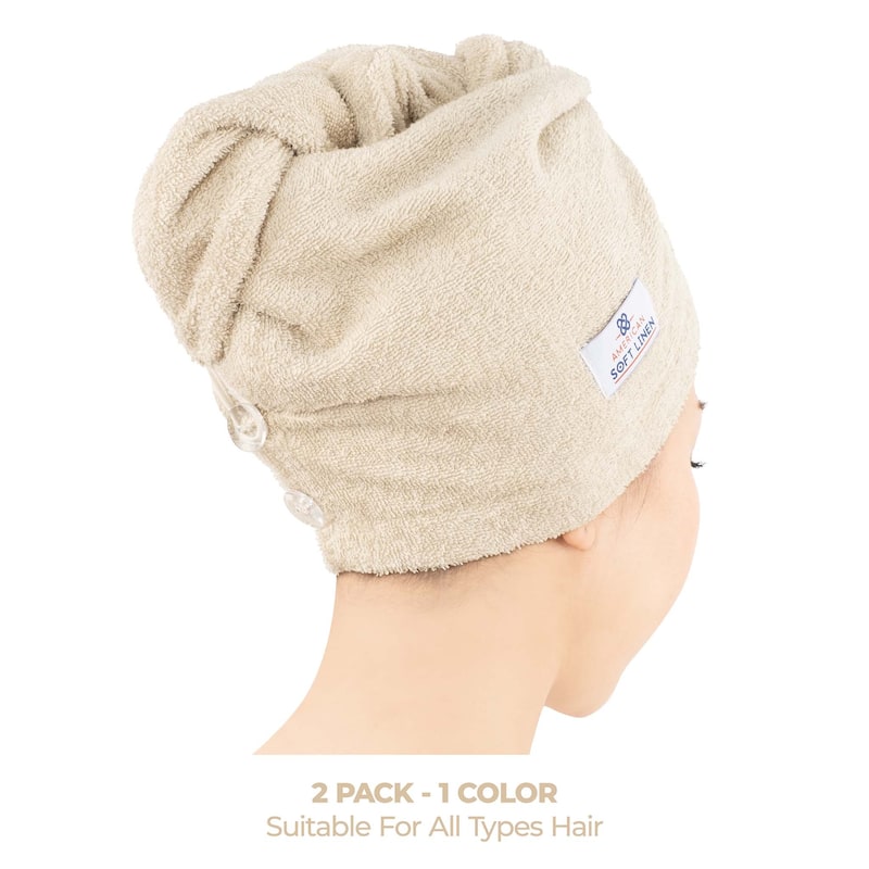 American Soft Linen 100% Cotton Hair Drying Towels for Women, Cotton Hair Turban Turkish Towel Wrap, Head Towel Cap for Hairs