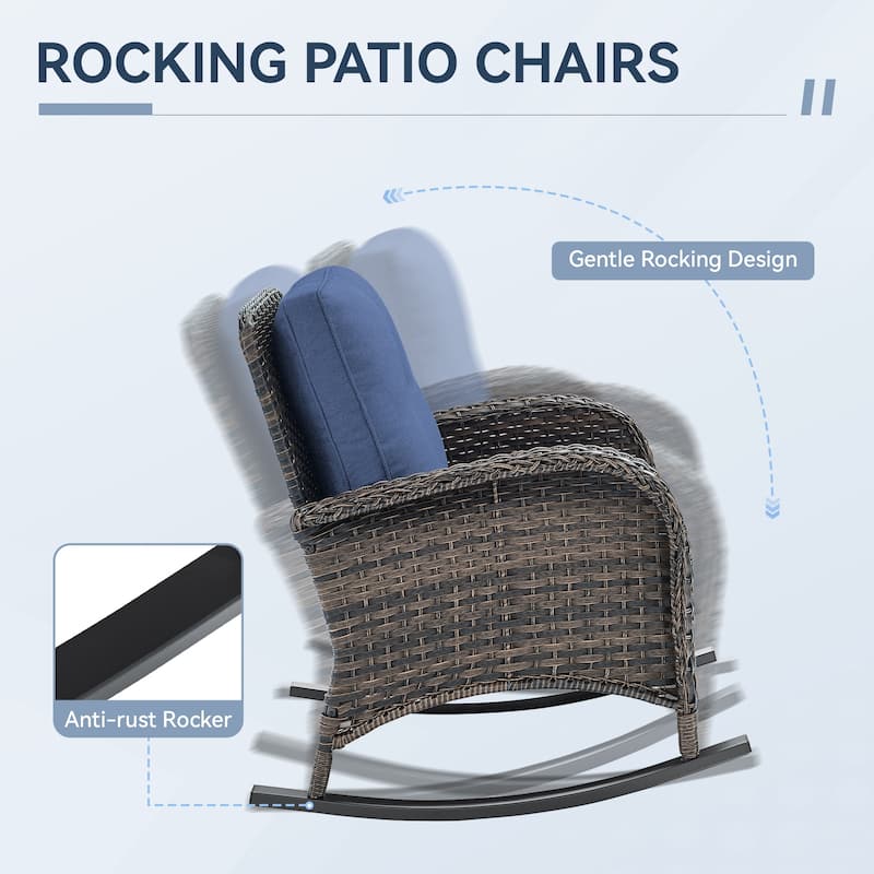 Gymojoy Outdoor Wicker Patio Furniture Loveseat Glider Set